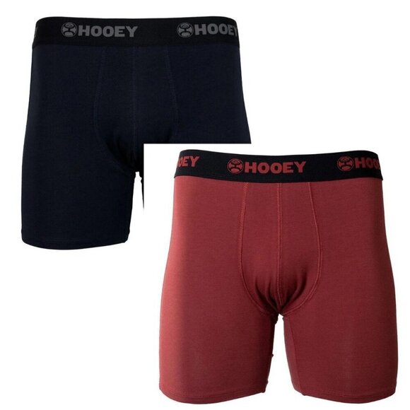 Hooey Men's San Bernadino Bamboo Boxer Briefs - 2 Pack - Red Anjou/Black - Picture 1 of 5